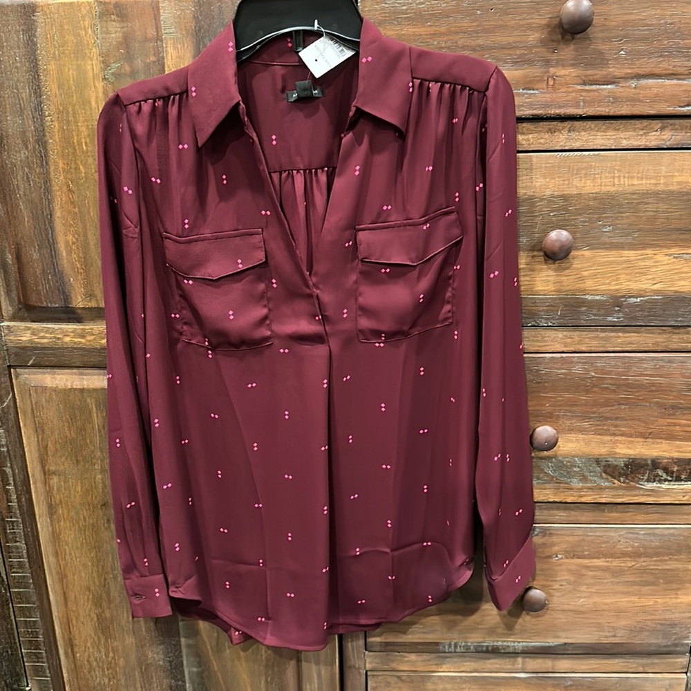 Ann Taylor Polyester Long Sleeve Blouse